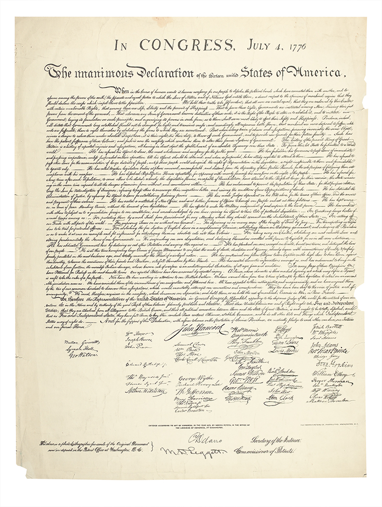 (DECLARATION OF INDEPENDENCE.) In Congress, July 4, 1776.
